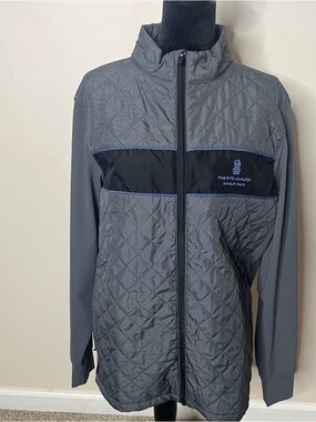 Straight Down Men’s Gray Apollo Quilted Hybrid Full Zip Jacket Sz L